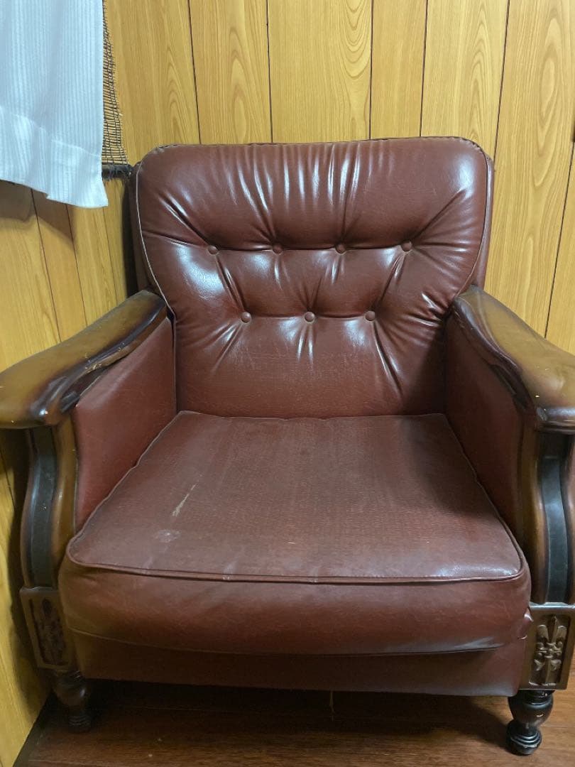 クラシックブラウン1人掛けソファ