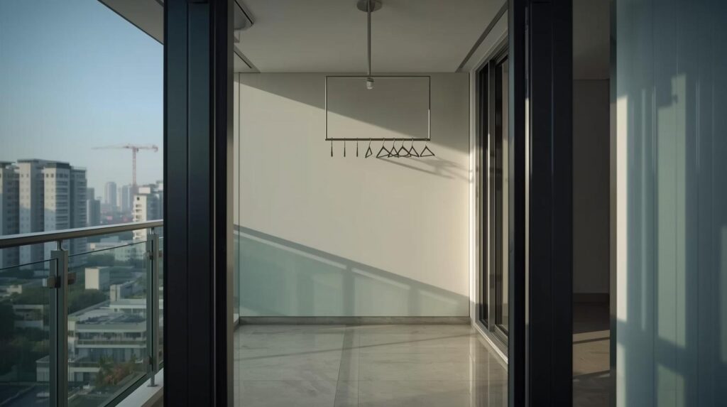 Ceiling Clothes Hanger in Bangalore installed in apartment balcony