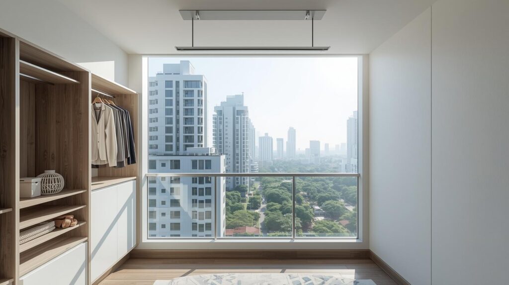 Ceiling Clothes Hanger in Bangalore installed in apartment balcony
